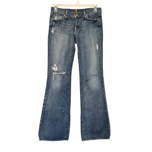 7 For All Mankind Flare‎ Distressed Jeans Dark Wash